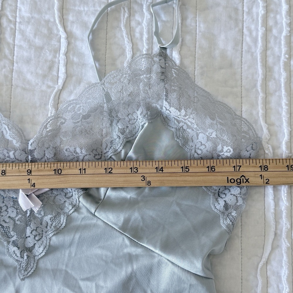 VTG Slip Dress Lace Silky Women M 36 Lingerie Cocktails Nylon babydoll - Picture 5 of 8
